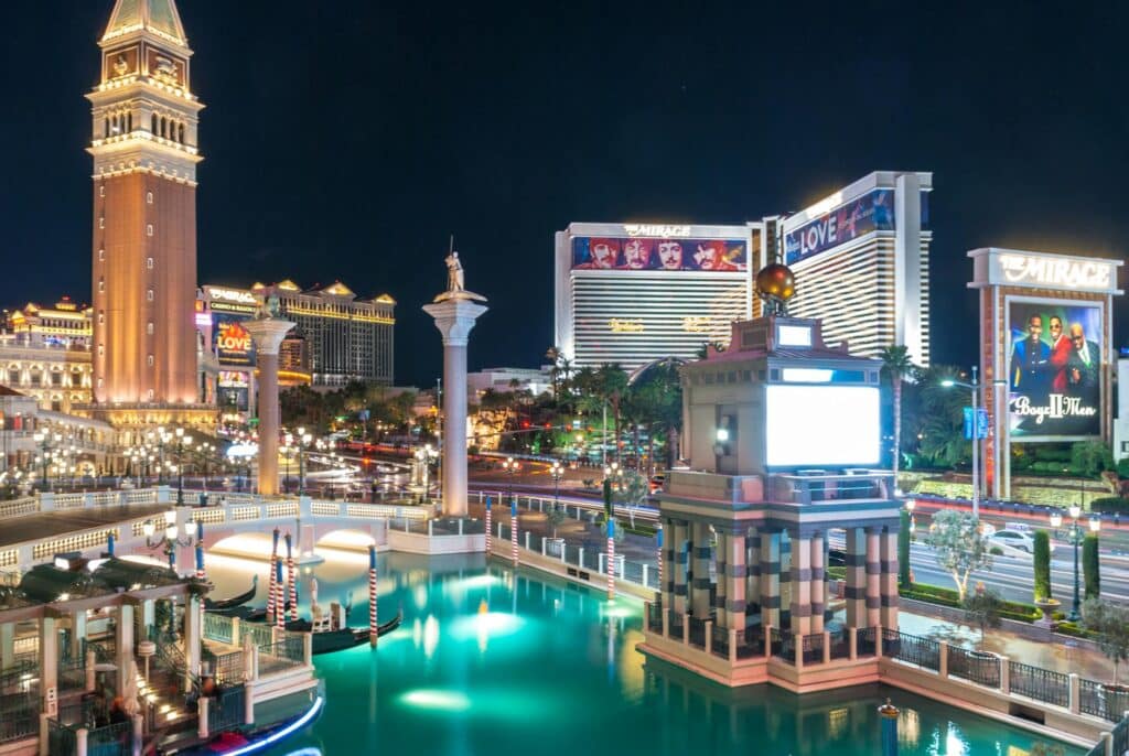 the image showcasing iconic Las Vegas attractions.